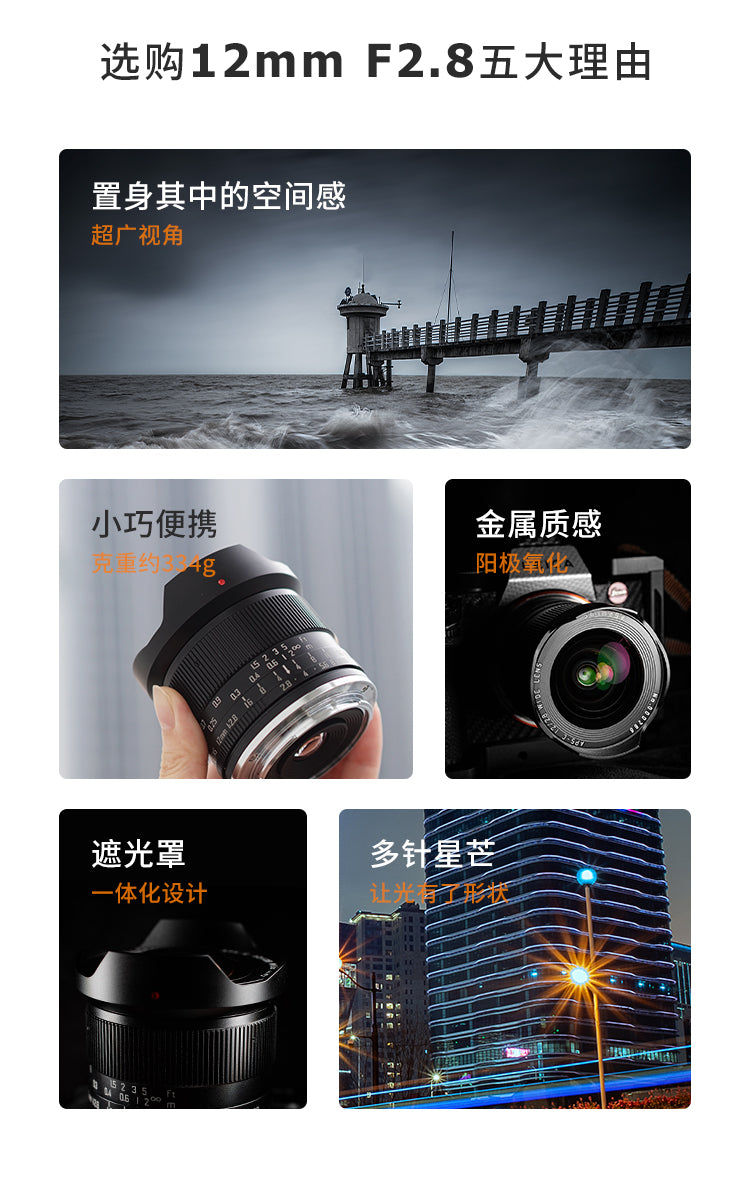 12mmF2.8 Ultra-wide-angle fixed-focus lens camera 超值镜头摄像必备 sony cannon nikon fuji leica